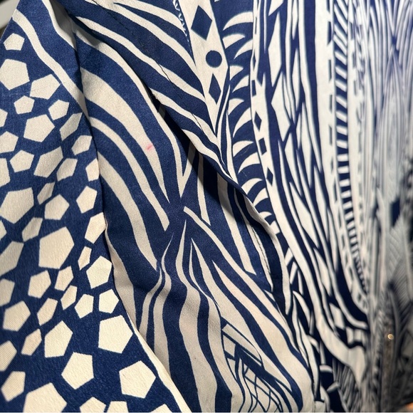 Vintage Sante Classics Mumu Kaftan Maxi Dress One Size Blue Abstract Print - Picture 6 of 12